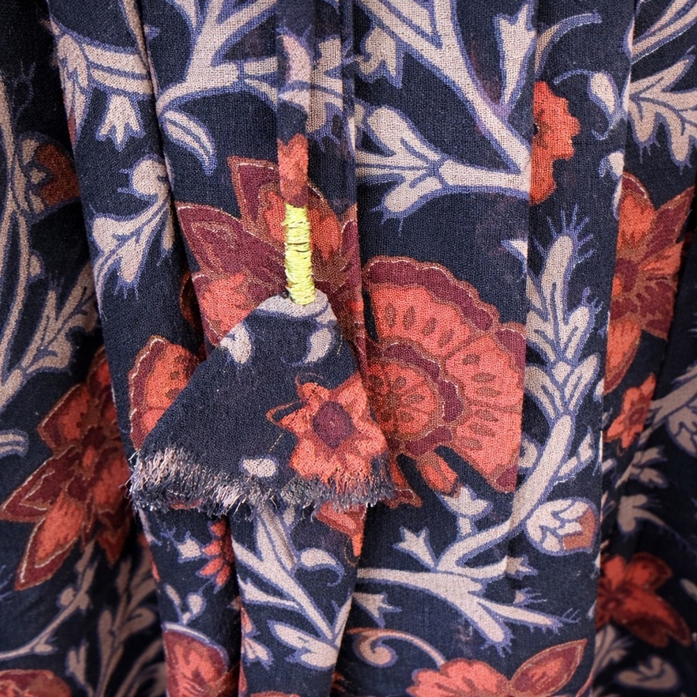 Ulla Johnson Boho Floral Midi Dress – Navy/Rust Print – Long Sleeve - Picture 3 of 4